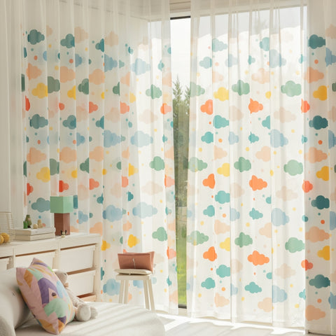 197 Sheer Curtain for Children, Printed with Colorful Clouds, Custom Made Sheer €47.00