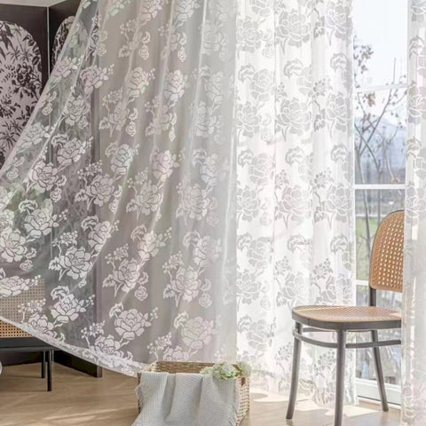 171 ÉLOÏSE Sheer Curtain, Dévoré Fabric, Baroque Floral Pattern €71.00