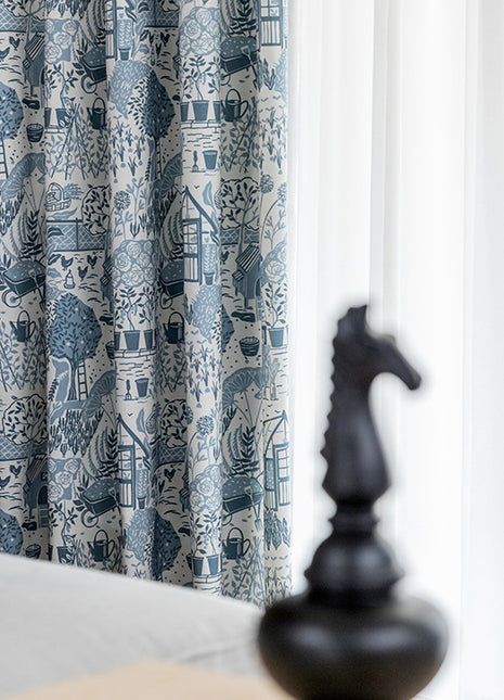 Rideau Blanc et Bleu Moderne