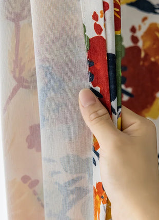 Rideau motifs Floraux Jaune