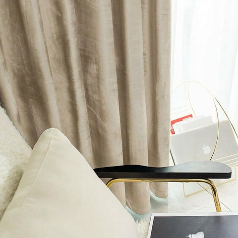 Rideau Occultant Velours Beige Champagne Chambre