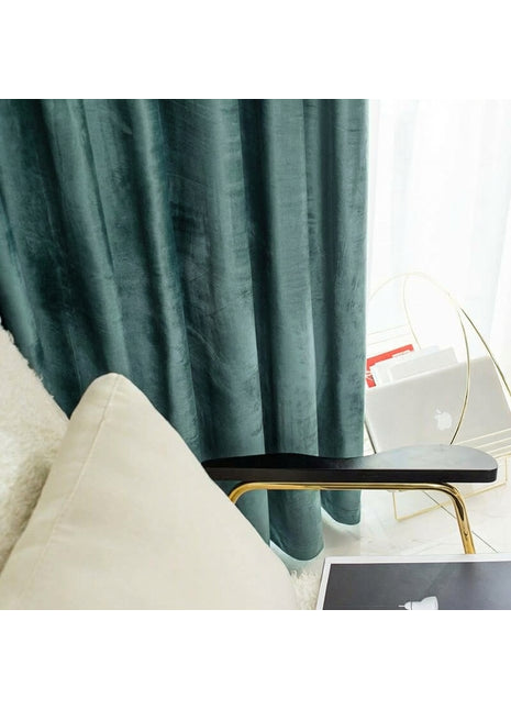 Rideau Occultant Velours Vert Canard Salon
