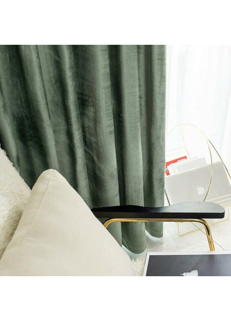 Rideau Occultant Velours Vert Sapin Salon