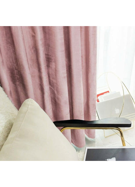 Rideau Occultant Velours Rose Poudré Chambre