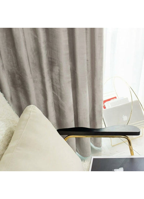 Rideau Occultant Velours Gris Perle Salon