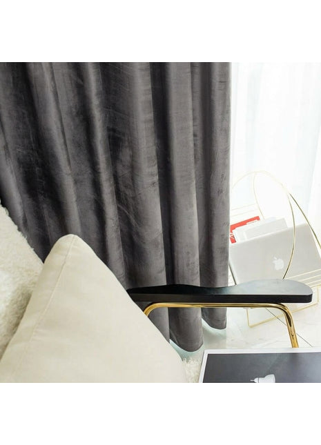 Rideau Occultant Velours Gris Foncé Chambre