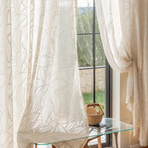 175 Folia Sheer Curtain, Ficus Leaves Pattern, Velvet Touch €53.00