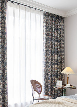 Rideau Bleu Marine Vintage