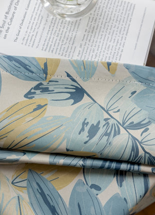 a close up of a table with a napkin