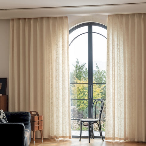 180 Made-to-measure LISBURN Sheer Curtain, Jacquard Fabric with Plant Pattern €68.00