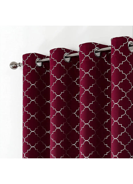 a close up of a curtain with a pattern on it