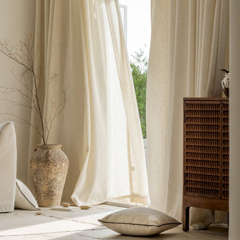 188 MANADE Sheer Curtain, Linen Effect Fabric, Plain Natural Khaki €83.00