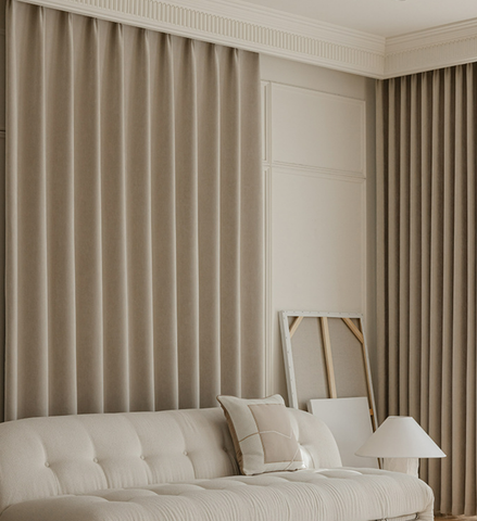 Rideau occultant lin chenille beige naturel