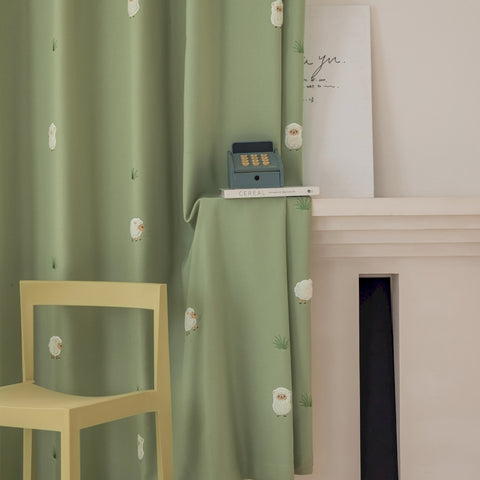 115 Custom Curtain, Blackout Curtains, Cotton and Linen Touch, Sheep Pattern Children's Curtain, Embroidery Fabric €75.50