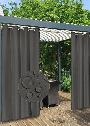 Rideau Extérieur Imperméable Gris Foncé