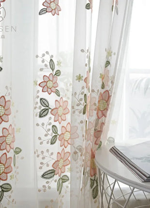 Voilage Fleurs Rose Decoration
