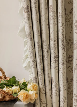 Rideau Vintage Luxe Blanc Motifs