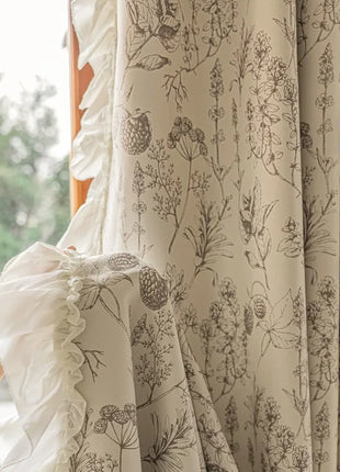Rideau Vintage Luxe Blanc Motifs