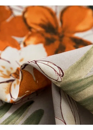 Rideau Gris Motifs Fleurs Orange