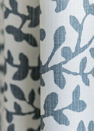Rideau Blanc Motifs Bleu Fleur