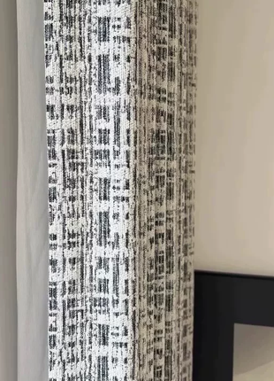 Rideau occultant noir et blanc jacquard tweed style Chanel
