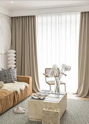 Rideau Beige Velours Chalereux