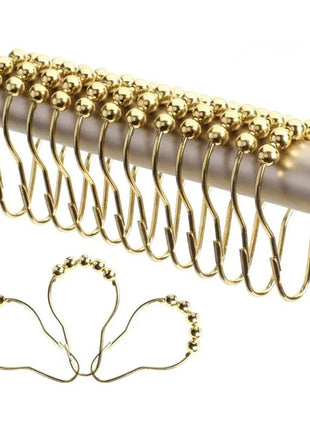 Brass Ball Hooks for Shower Curtains (12pcs)
