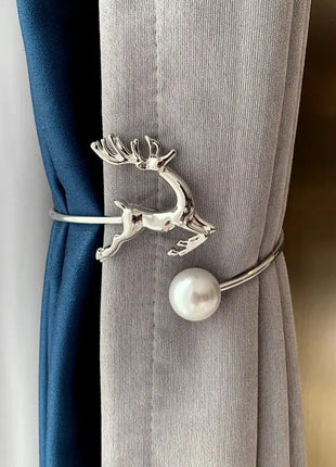 Elegant Deer and Pearl Curtain Tieback