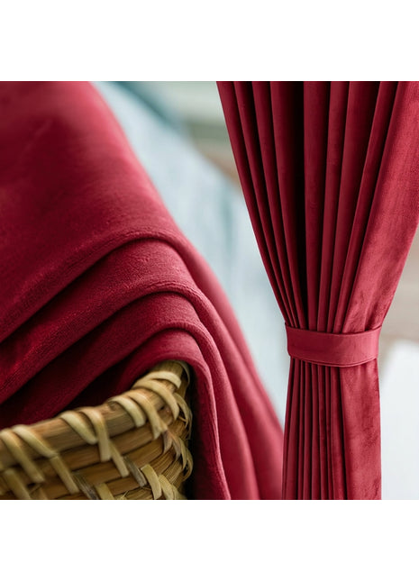 Rideau Occultant Velours Rouge Bordeaux Salon
