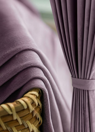 Rideau Occultant Velours Mauve Poudré Chambre
