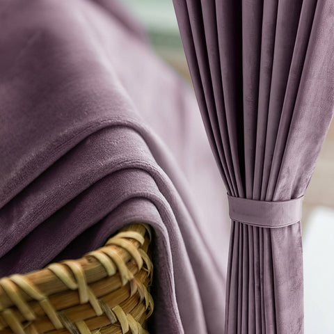 Rideau Occultant Velours Mauve Poudré Chambre