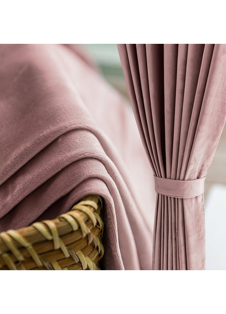 Rideau Occultant Velours Rose Blush Chambre