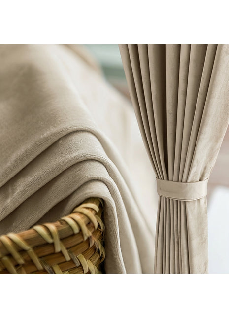 Rideau Occultant Velours Beige Sable Chambre