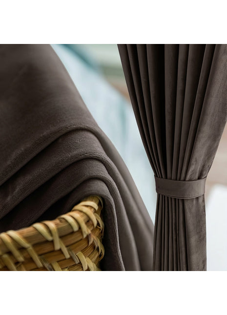 Rideau Occultant Velours Gris Taupe Bureau