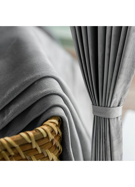 Rideau Occultant Velours Gris Clair Salon