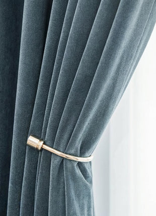 Rideau Occultant Velours Bleu Gris Salon