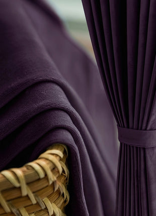 Rideau Occultant Velours Prune Foncé Salon