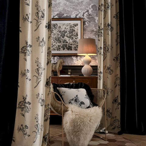 152 ROSIER Curtains, 70% Blackout, Rococo Flowers, Velvet Print Texture €78.50