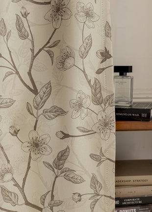 a curtain with a flower pattern on it