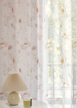 a lamp on a table next to a window