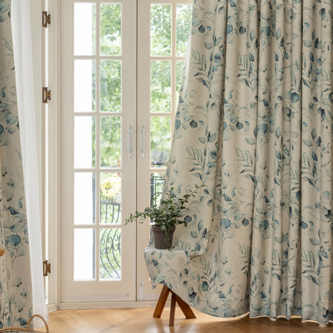 37 HUGO Curtain, Custom Curtain, Blackout and Insulating Curtain, Eucalyptus Leaves Printed Fabric €47.00