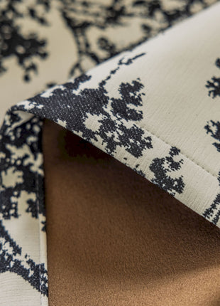 a close up of a black and white fabric