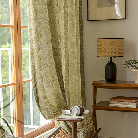 181 LOUNA Sheer Curtain, Linen Blend Jacquard Fabric, Fern Pattern €77.00