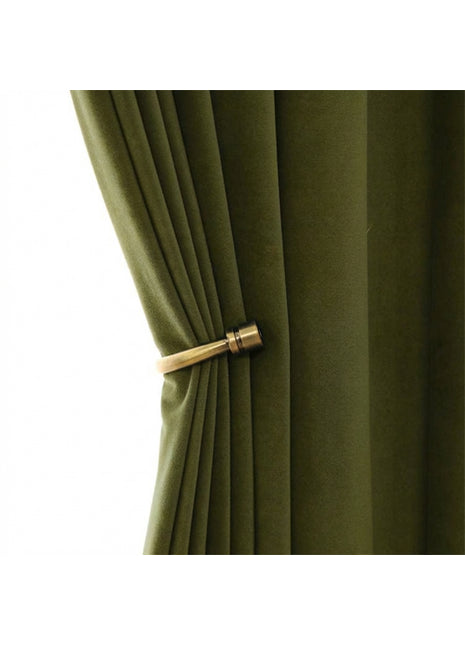 Rideau Occultant Velours Vert Olive Salon
