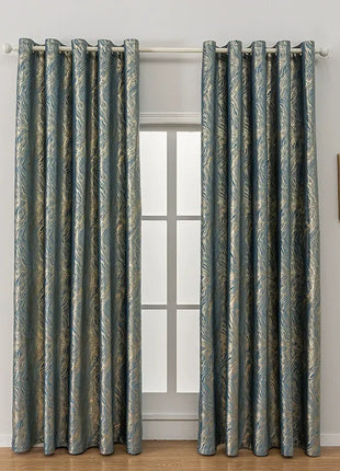 Blue Curtain Golden Lines