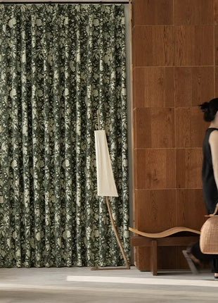Blackout velvet curtain with graphic Rhine flower pattern