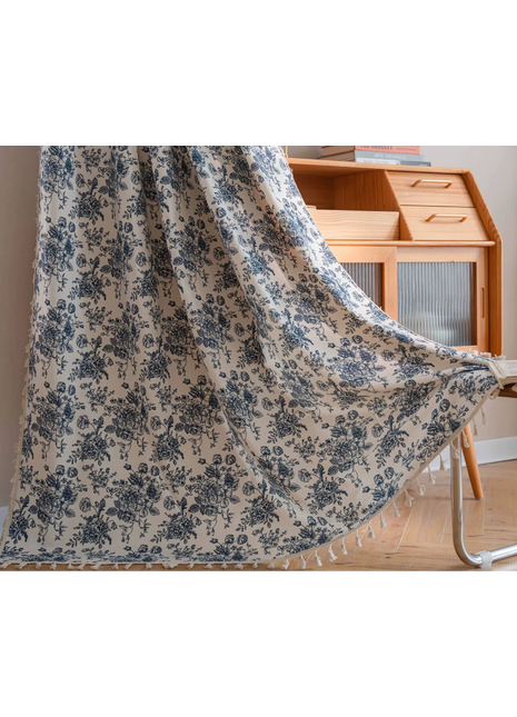 Modern White and Blue Curtain