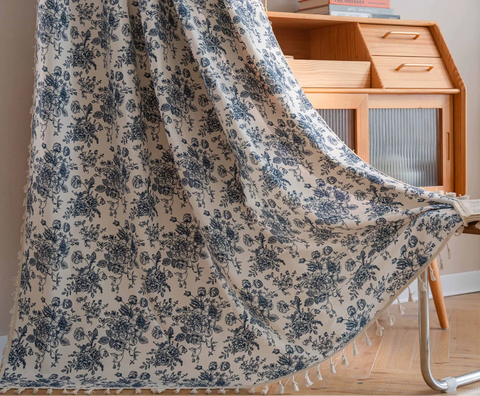 Modern White and Blue Curtain
