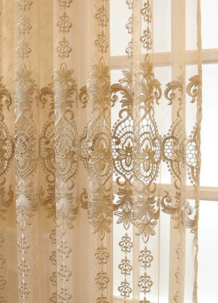 Golden Embroidery Sheer Living Room