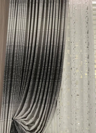 Custom made ethnic gray chenille blackout curtain